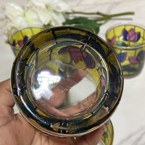 Vintage West Virginia Glass Tulip Design Stained Glass tumblers Cup Set of 6 - Picture 13 of 17